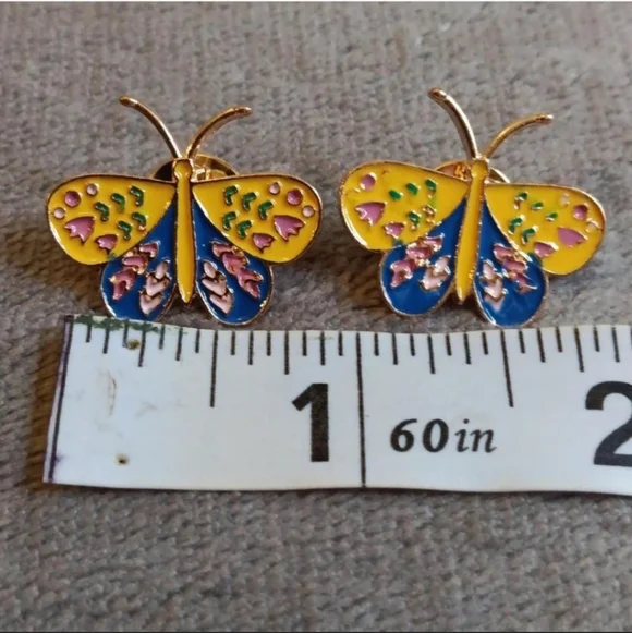 5 Yellow Witchy Butterfly Metal Enamel Pin Lot Whimsical Brooch Boho Bundle - Picture 6 of 8